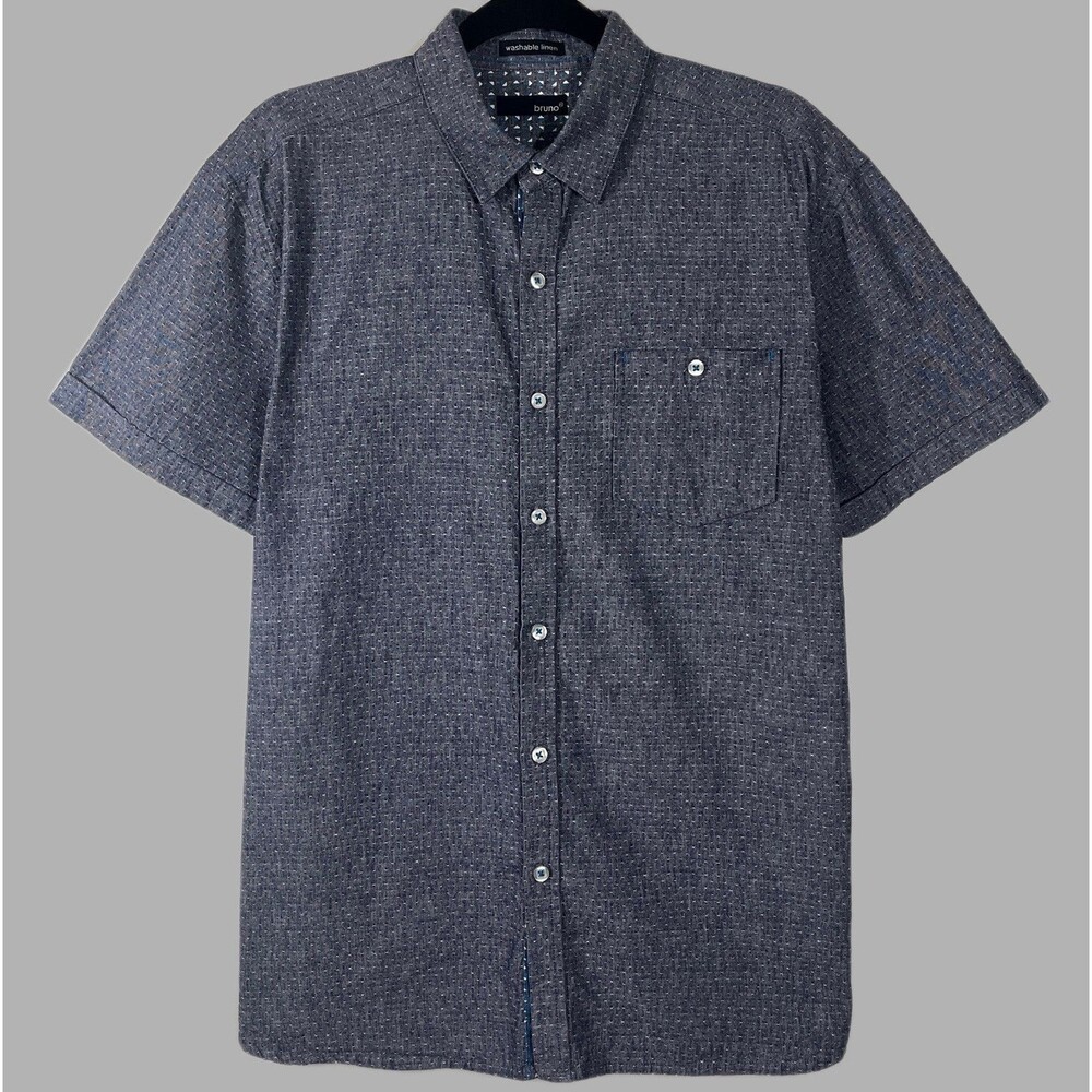 Bruno Men's Washable Linen Short Sleeve Button-Up Medium